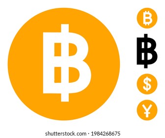 Icono de moneda de bitcoin diseñado en estilo plano. Imagen de icono de moneda de bitcoin vectorial aislada en un fondo blanco, estilo simple. Se agregaron algunos iconos similares.