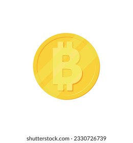Icône Bitcoin. Bande dessinée en bitcoins dorés isolée. Signe de bitcoins doré brillant pour les concepteurs et illustrateurs. Pièce d'or sous forme d'illustration vectorielle. Devise numérique. Icône vectorielle