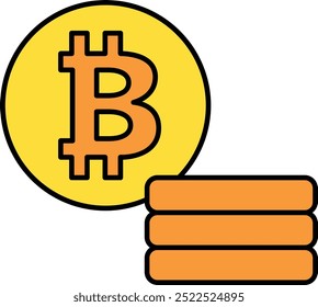 Bitcoin coin Icon or Illustration Representing the Leading Cryptocurrency