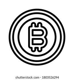Bitcoin coin icon outline vector