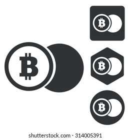 Bitcoin coin icon set, monochrome, isolated on white