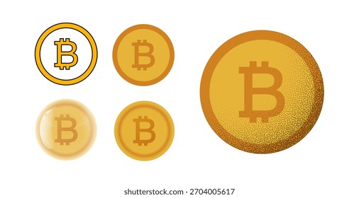 Colección de Vector de icono de moneda de Bitcoin en estilos de vidrio modernos. Ilustración vectorial detallada de símbolos de Bitcoin perfecta para los App de finanzas y el Diseño web.