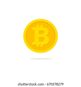 Bitcoin coin icon vector, flat cartoon cryptocurrency  money isolated