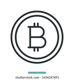A Bitcoin Coin Icon Vector Illustration Logo Template For Website Or Mobile App.