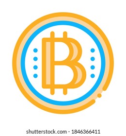 Bitcoin-Symbol-Vektorgrafik. Bitcoin-Münzzeichen. Farbkontursymbol