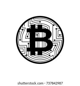 Bitcoin coin isolated. Crypto currency symbol. Virtual money sign. Vector illustration