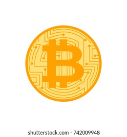 Bitcoin coin isolated. Crypto currency symbol. Virtual money sign. Vector illustration