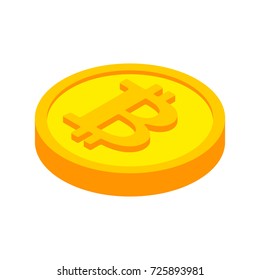 Bitcoin coin isolated. Cryptocurrency on white background. Vector illustration
