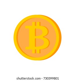 Bitcoin coin isolated. Cryptocurrency on white background. Vector illustration
