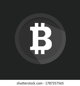 Bitcoin coin isolated on black background. Cryptocurrency. Stock market electronic money. Blockchain, ico, fintech net banking element. Creative illustration. Art design digital currency