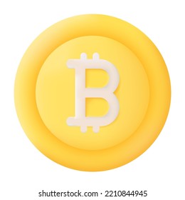 Bitcoin Coin Isolated on White Background. 3D Vector illustration