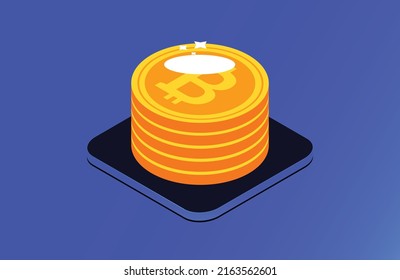 bitcoin coin in isometric style