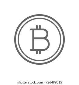 Bitcoin coin line icon. Cryptocurrency bitcoin symbol isolated on white background. Linear vector icon with transparent background.