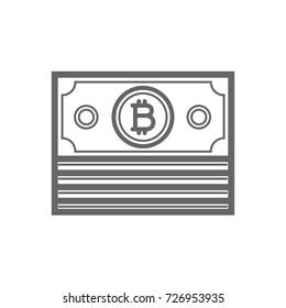 Bitcoin coin line icon. Cryptocurrency bitcoin symbol isolated on white background. Linear vector icon with transparent background.