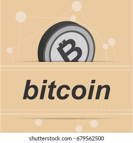 Bitcoin coin on brown background. vector illustration. eps10