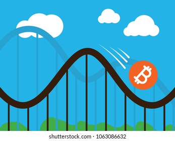 bitcoin coin on roller-coaster