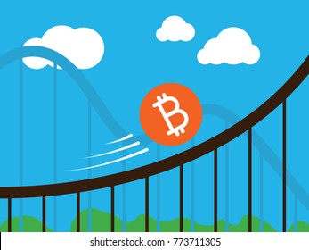 bitcoin coin on roller-coaster