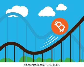 bitcoin coin on roller-coaster