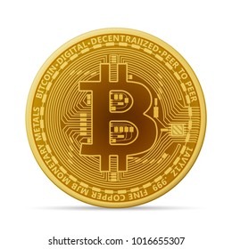 Bitcoin coin on a white background. Vector illustration.