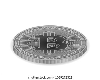 Bitcoin coin on a white background. Vector illustration.