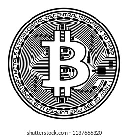 Bitcoin coin on white background. Vector illustration