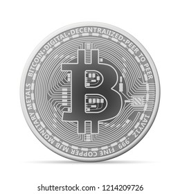 Bitcoin coin on a white background. Vector illustration.