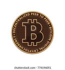 Bitcoin Coin on White Background. Vector