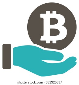 Bitcoin Coin Payment vector icon. Style is flat bicolor grey and cyan symbol, rounded angles, white background.
