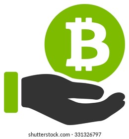Bitcoin Coin Payment vector icon. Style is flat bicolor eco green and gray symbol, rounded angles, white background.