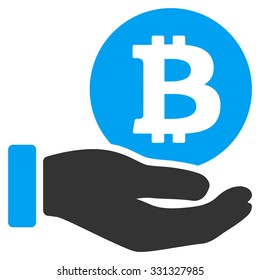 Bitcoin Coin Payment vector icon. Style is flat bicolor blue and gray symbol, rounded angles, white background.