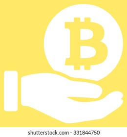 Bitcoin Coin Payment vector icon. Style is flat white symbol, rounded angles, yellow background.