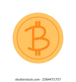 Bitcoin coin represents a digital currency. This golden coin symbolizes the economy and finance. Ideal for illustrating payment concepts, profit, and investment in digital currency.