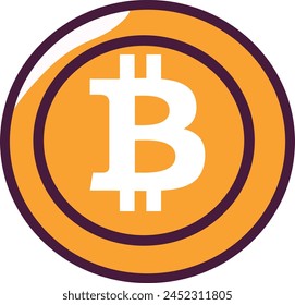 Bitcoin, einfache Zeichnung, BTC Kryptowährung für Designer