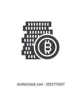 Bitcoin coin stacks vector icon. filled flat sign for mobile concept and web design. Cryptocurrency money simple solid icon. Symbol, logo illustration. Pixel perfect vector graphics