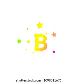Bitcoin coin with stars. Abstract Falling bitcoin- Black Shooting bitcoin with Elegant Star Trail on White Background - Stars, Bitcoin
