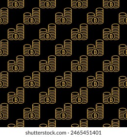 Bitcoin Coin vector Crypto Coins concept linear seamless pattern