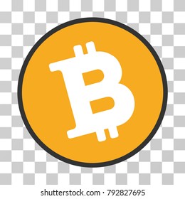 Bitcoin Coin vector pictograph. Illustration style is flat iconic symbol on a chess transparent background.
