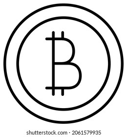 Bitcoin coin. Virtual currency, cryptocurrency, blockchain symbol. Electronic payments. Icon, vector, outline, isolated, 48 pixel. Editable stroke.