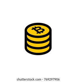 Bitcoin coins crypto currency increase internet banking earning black vector illustration simple modern line icon symbol pictogram