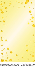 Bitcoin coins falling. Cryptocurrency scattered gold BTC coins. Internet currency. Global financial crisis concept. Vector illustration.