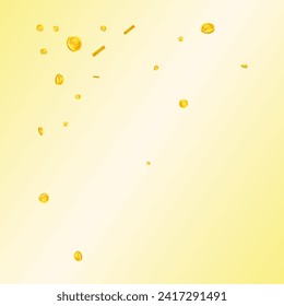 Bitcoin-Münzen fallen. Kryptowährungen verstreute Gold-BTC-Münzen. Internetwährung. Großartiges Erfolgskonzept für Unternehmen. Square, Vektorgrafik.