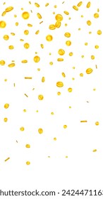 Las monedas de Bitcoin caen. Criptomonedas de oro esparcidas monedas BTC. Divisa de Internet. Bote de riqueza o concepto de éxito. Ilustración vectorial.