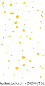 Bitcoin coins falling. Cryptocurrency scattered gold BTC coins. Internet currency. Jackpot wealth or success concept. Vector illustration.