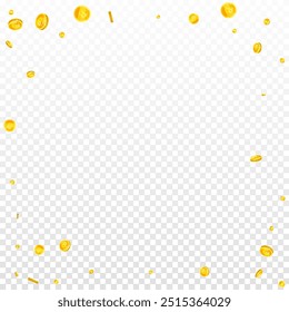 Bitcoin monedas cayendo. Criptomoneda oro disperso BTC monedas. Moneda de Internet. Concepto de crisis financiera mundial. Ilustración vectorial cuadrada.