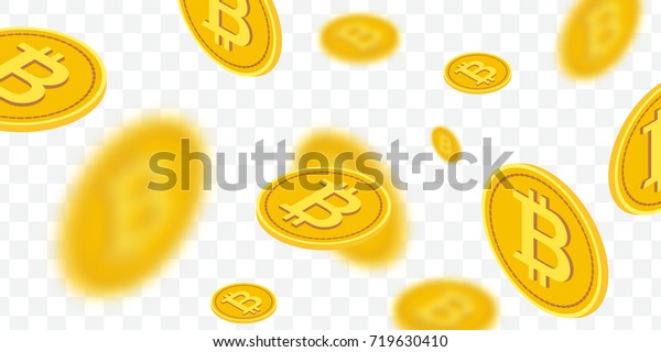 透明な背景にビットコイン ベクターイラスト 大きなアイソメ金色の暗号通貨グラフィックデザインエレメント 仮想貨幣 アイソメ金貨 ぼやけた詳細 のベクター画像素材 ロイヤリティフリー