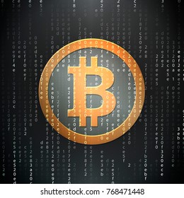 Bitcoin coins on a digital background