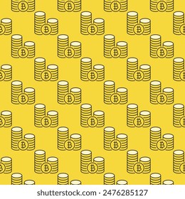Bitcoin Coins vector Crypto Coin concept colored seamless pattern