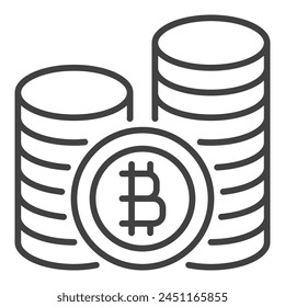 Bitcoin monedas Vector Icono de concepto de criptomoneda o símbolo en estilo de línea fina