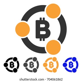 Bitcoin Collaboration icon. Vector illustration style is flat iconic symbol with black, gray, orange, blue color variants. Designed for web and software interfaces.