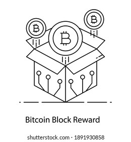 
Bitcoin, das aus dem Feld herauskommt, das die Belohnung für Bitcoin-Blockblöcke darstellt 